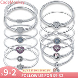 925 Sterling Silver Heart Bracelet for DIY Jewelry Gift