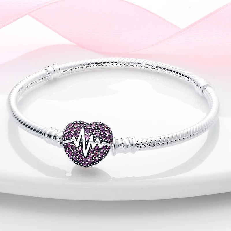 925 Sterling Silver Heart Bracelet for DIY Jewelry Gift