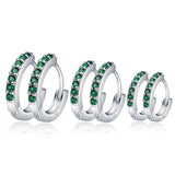 925 Silver Crystal Circle Earring Jewelry Gift Wedding Party