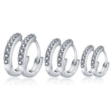 925 Silver Crystal Circle Earring Jewelry Gift Wedding Party