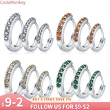 925 Silver Crystal Circle Earring Jewelry Gift Wedding Party