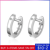 925 Silver Crystal Circle Earring Jewelry Gift Wedding Party