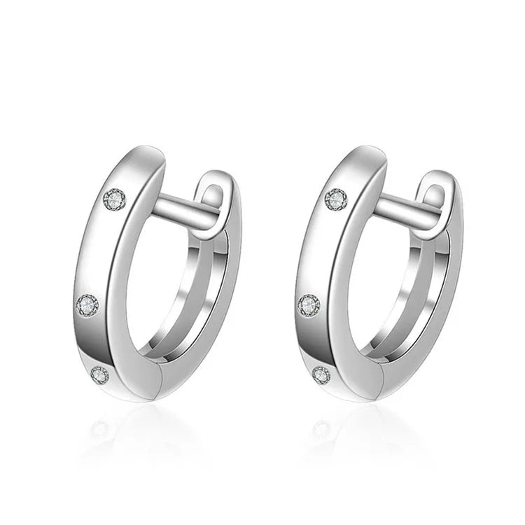 925 Silver Crystal Circle Earring Jewelry Gift Wedding Party