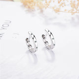 925 Silver Crystal Circle Earring Jewelry Gift Wedding Party