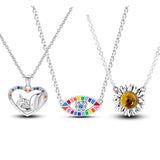 925 Sterling Silver Multi-Ring Pendant Necklace for Women