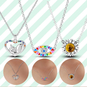 925 Sterling Silver Multi-Ring Pendant Necklace for Women