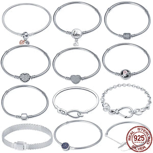 925 Silver Heart Bracelet for Beads Charms DIY Jewelry