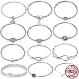 925 Silver Heart Bracelet for Beads Charms DIY Jewelry