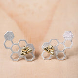 925 Silver Stud Earrings Honeycomb Creativity Fine Jewelry Party Gift
