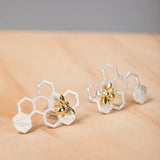 925 Silver Stud Earrings Honeycomb Creativity Fine Jewelry Party Gift