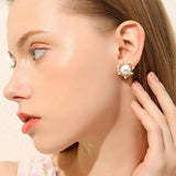 Baroque Fresh Water Pearl Stud Earrings for Women Wedding Party Jewelry
