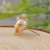 Baroque Fresh Water Pearl Stud Earrings for Women Wedding Party Jewelry