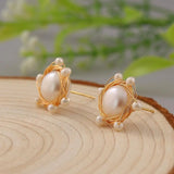 Baroque Fresh Water Pearl Stud Earrings for Women Wedding Party Jewelry