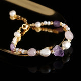 Freshwater Pearl Bracelet with Amethyst Stone Beads