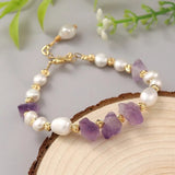 Freshwater Pearl Bracelet with Amethyst Stone Beads
