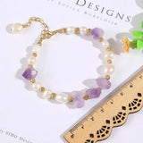 Freshwater Pearl Bracelet with Amethyst Stone Beads