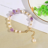 Freshwater Pearl Bracelet with Amethyst Stone Beads