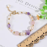 Freshwater Pearl Bracelet with Amethyst Stone Beads