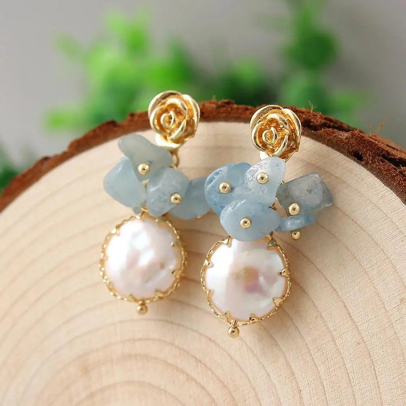 Freshwater Pearl Dangle Earrings for Women, Party Gift Fine Jewelry