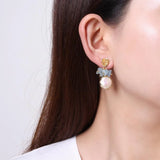 Freshwater Pearl Dangle Earrings for Women, Party Gift Fine Jewelry