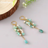 Natural Freshwater Pearl Earrings for Women Amazonite Drop Earings