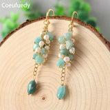 Natural Freshwater Pearl Earrings for Women Amazonite Drop Earings