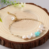 Baroque Freshwater Pearl Bracelet Beaded Daisy Charm Jewelry