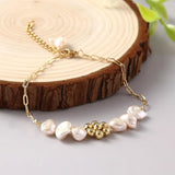Baroque Freshwater Pearl Bracelet Beaded Daisy Charm Jewelry