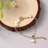 Baroque Freshwater Pearl Bracelet Beaded Daisy Charm Jewelry