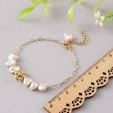 Baroque Freshwater Pearl Bracelet Beaded Daisy Charm Jewelry