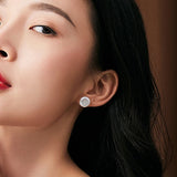 Coeufuedy Silver 925 Pearl Earrings 11-13mm Button Big Pearl Fine Jewelry