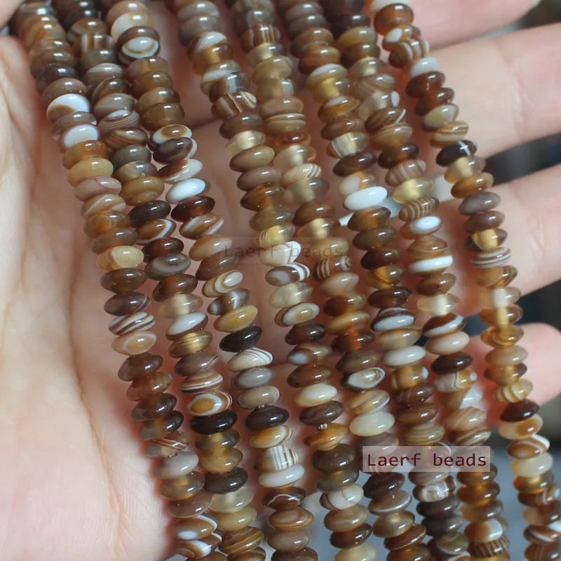 Coffee Stripe Agates Rondelle Shape Loose Beads 3x6-6x12mm