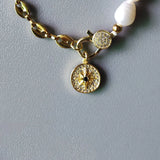 Freshwater Pearl Zircon Pendant Bracelet