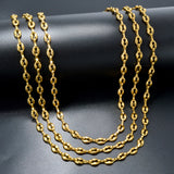 Coffee Bean Chains Necklaces 316L Stainless Steel Waterproof Choker