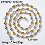 Coffee Bean Chains Necklaces 316L Stainless Steel Waterproof Choker
