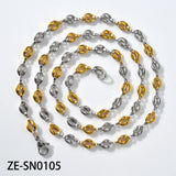Coffee Bean Chains Necklaces 316L Stainless Steel Waterproof Choker