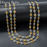 Coffee Bean Chains Necklaces 316L Stainless Steel Waterproof Choker