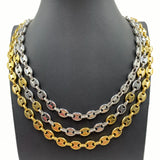 Coffee Bean Necklace Bracelet Stainless Steel Link Chains 8-11MM