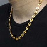 Coffee Beans Link Chain Necklace Silver Stainless Steel Men Women