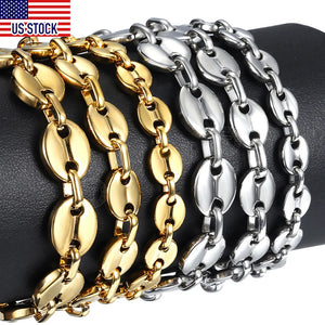 Coffee Beans Link Chain Bracelet Stainless Steel