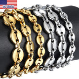 Coffee Beans Link Chain Bracelet Stainless Steel