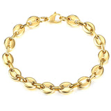 Coffee Beans Link Chain Bracelet Stainless Steel