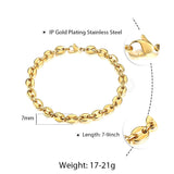 Coffee Beans Link Chain Bracelet Stainless Steel