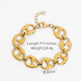 Coffee Beans Link Chain Bracelet Stainless Steel Statement Jewelry Gift