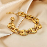 Coffee Beans Link Chain Bracelet Stainless Steel Statement Jewelry Gift