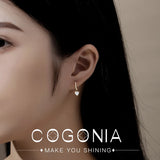 925 Silver Heart Hoop Earrings Zircon 14K Plated Pendant Ear Buckle Women