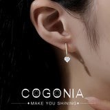 925 Silver Heart Hoop Earrings Zircon 14K Plated Pendant Ear Buckle Women
