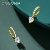 925 Silver Heart Hoop Earrings Zircon 14K Plated Pendant Ear Buckle Women