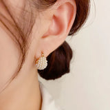 14K Plating Pearl Flower Basket Hoop Earrings For Women Wedding Jewelry