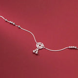 Sterling Silver Coin Anklet with Beads Decoration on Box Chain Bracelet